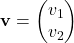 \displaystyle         \mathbf v         =         \begin{pmatrix}         v_1\\         v_2         \end{pmatrix}         